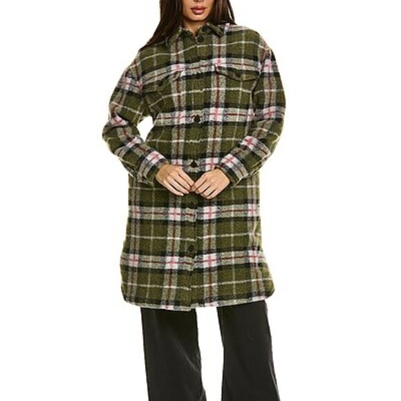 AllSaints Tia Plaid Wool-Blend Coat Size 2 Green Check - Picture 14 of 15